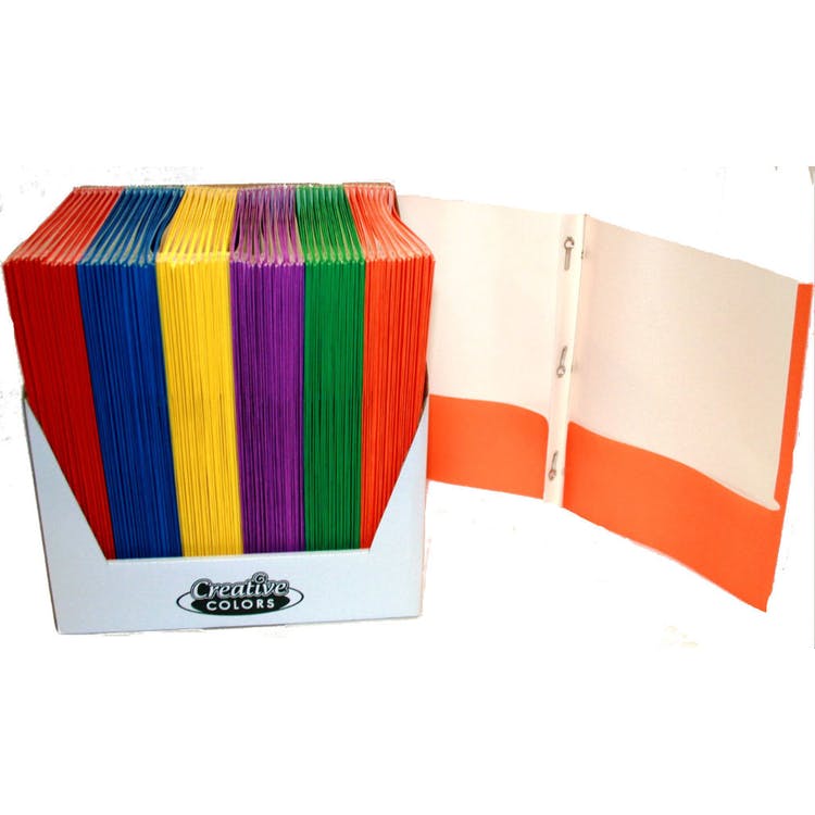 2 Pocket Folders - Assorted Colors 3 Prongs 3