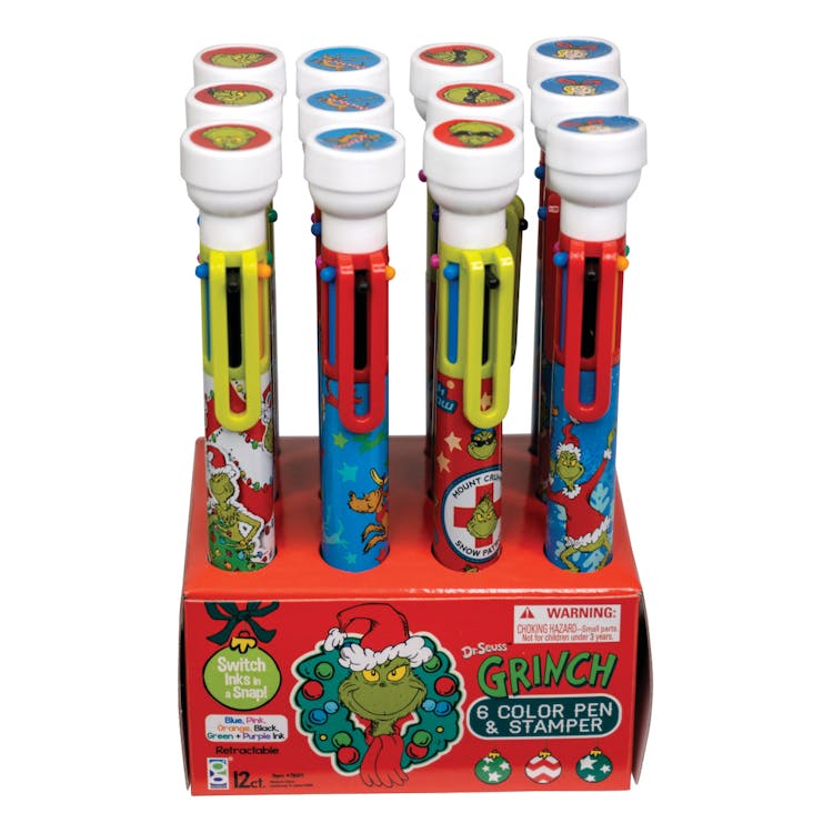 Grinch Pens with Stamper - 6 Ink Colors 2