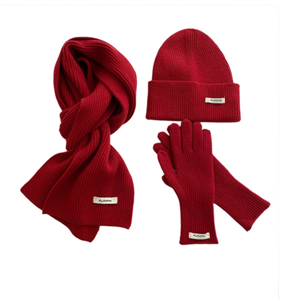 Unisex Winter Beanie Hat Scarf Touch Screen Gloves Set 11