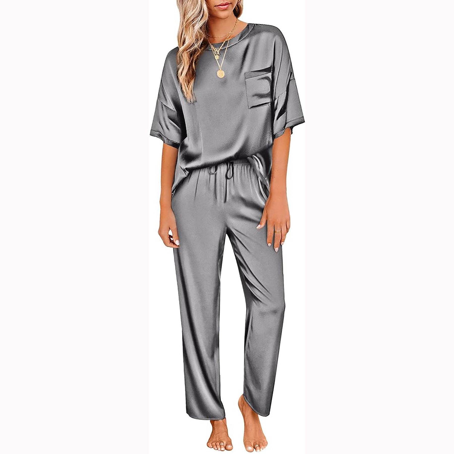 Womens Satin Silk Pajamas Set 10
