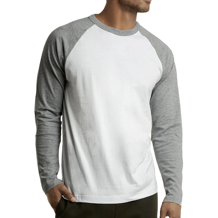 Men's 3/4 Sleeve Baseball T-Shirt - 2XL Light Gray/White 3