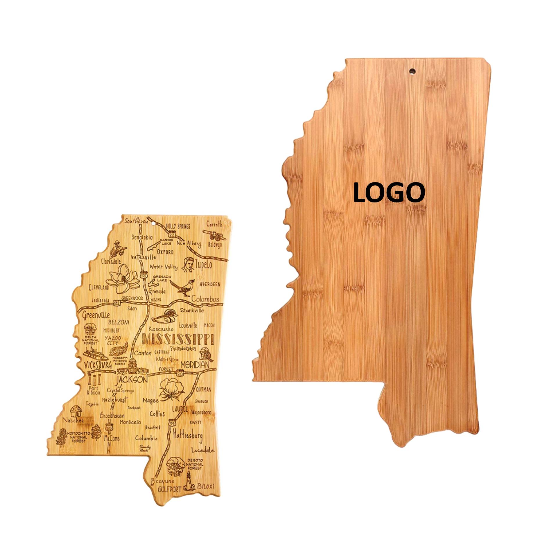 Mississippi Shaped Wooden Cutting Board