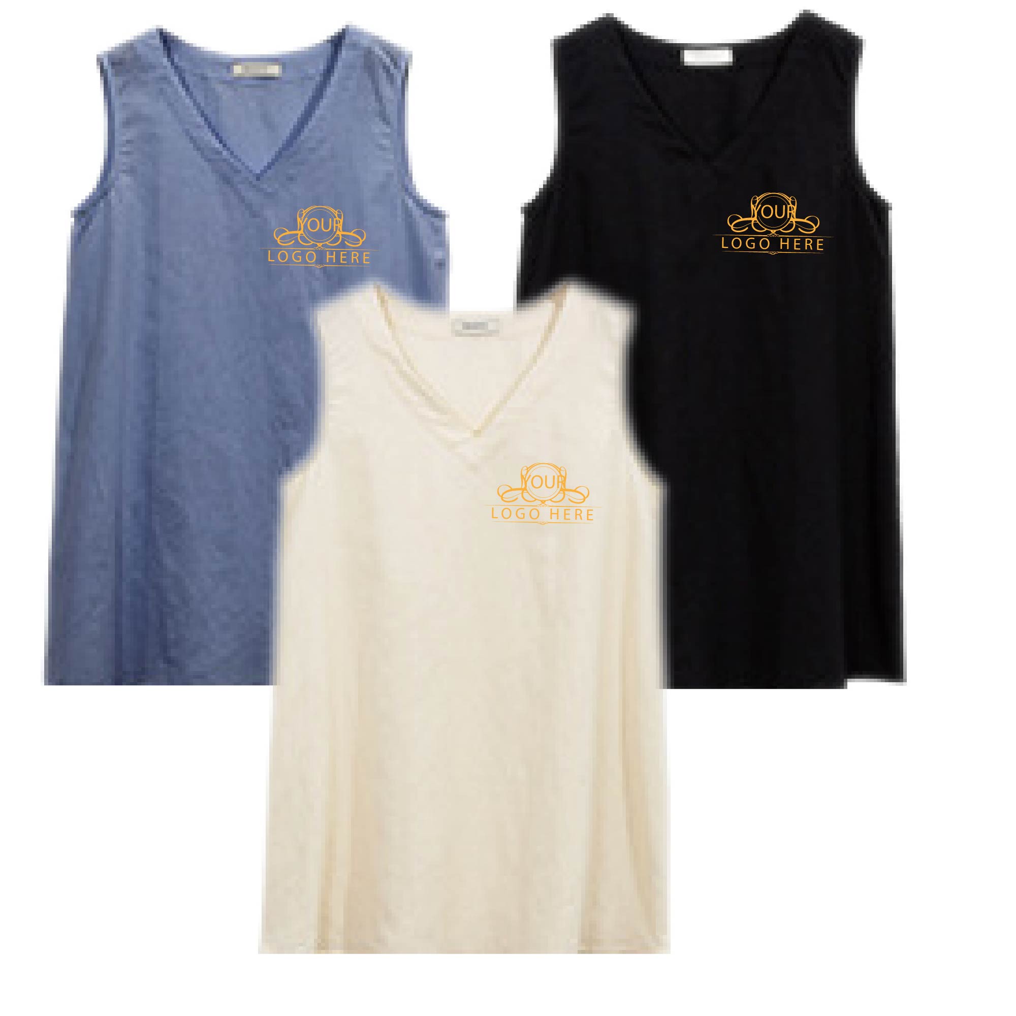 Ladies`Line V Neck T-Shirt