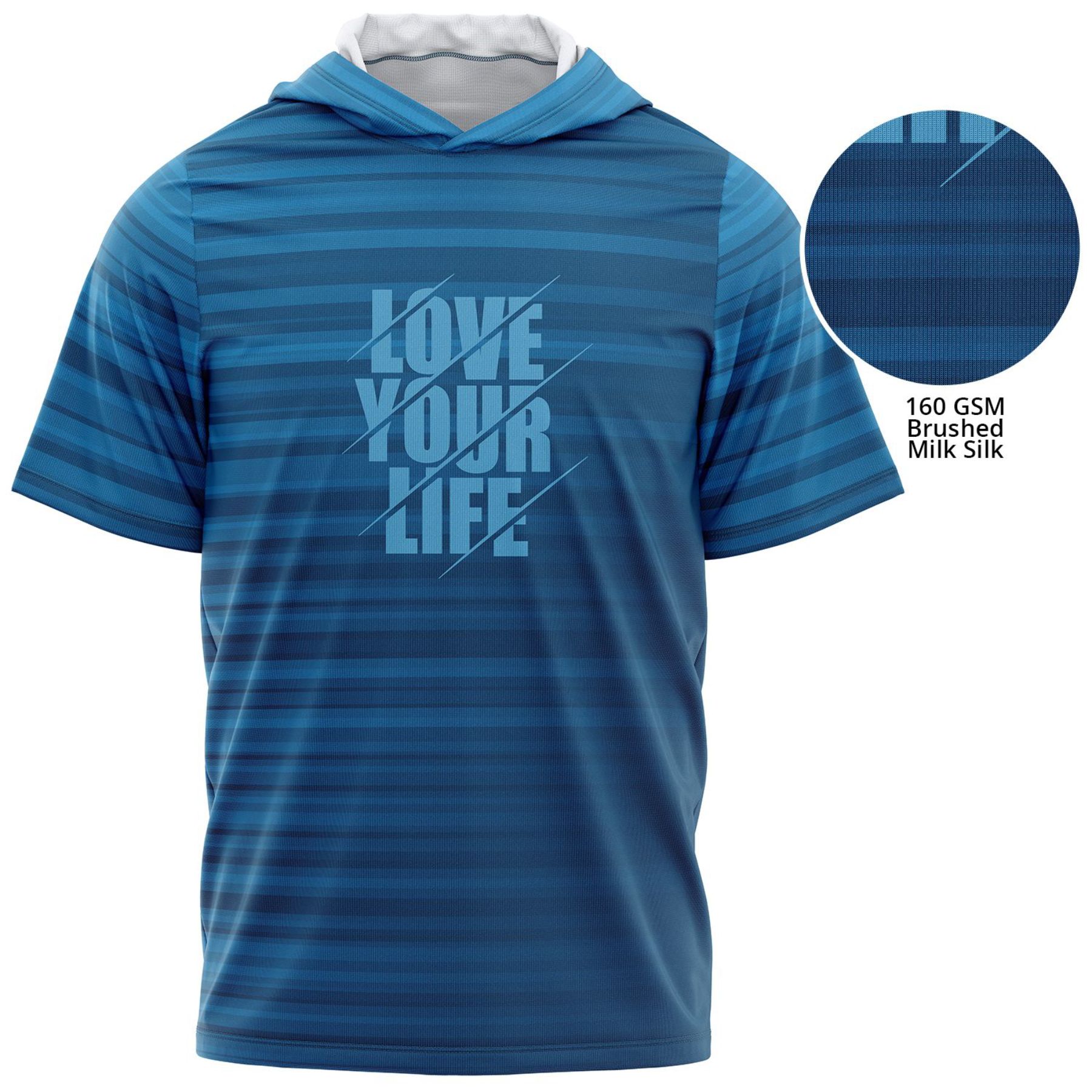 Youth's 160 GSM Brushed Milk Silk Sublimation Short Sleeve Hoodie T-Shirt