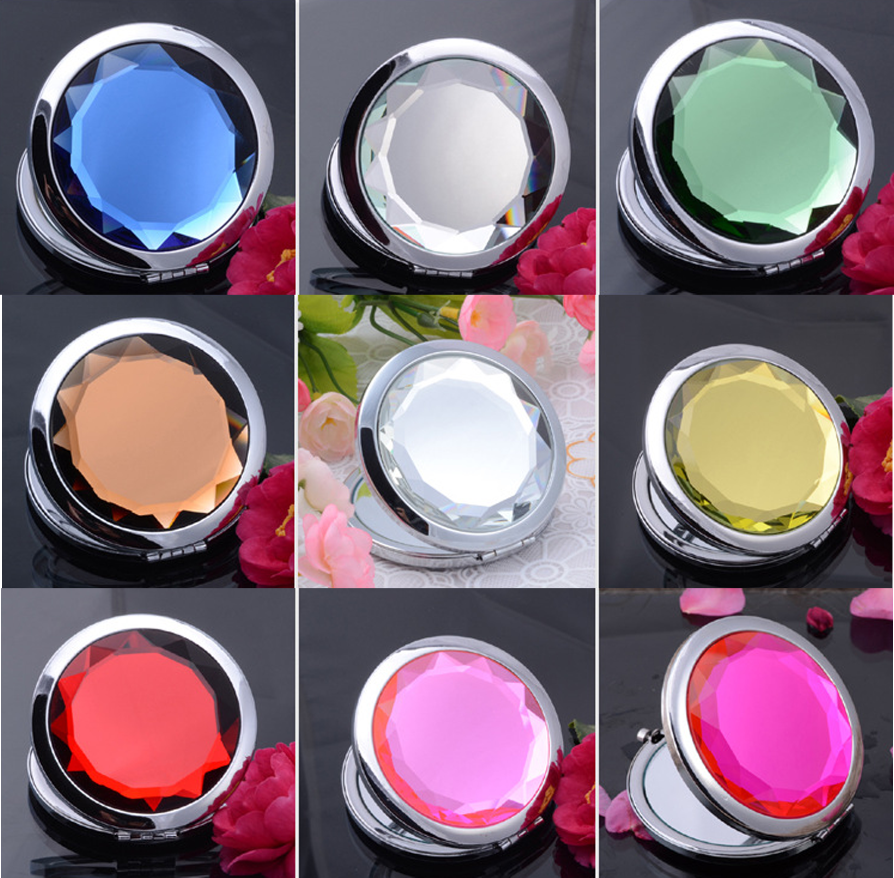 Round Crystal Dual Magnification Mirror MOQ 100PCS 7
