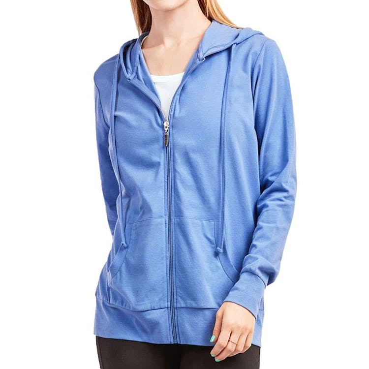 Women's Jersey Zip-Up Hoodie Jackets - Small Light Blue 3