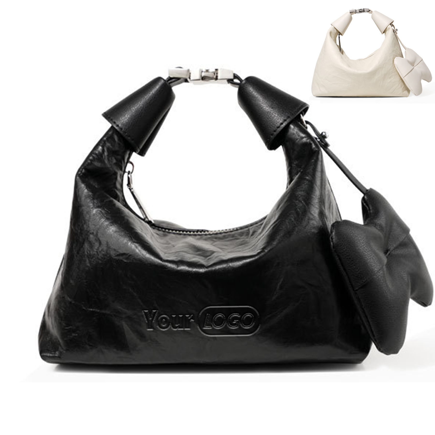 Women's Genuine?Leather Ruched Hobo Handbag 3