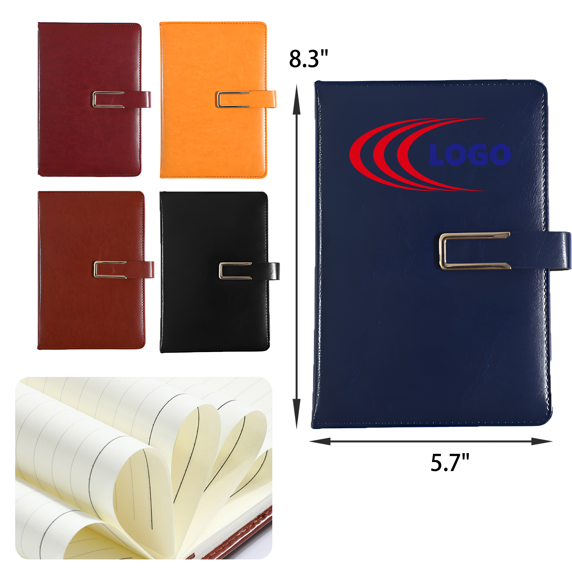 Durable A5 Magnetic Buckle Leather Notebook