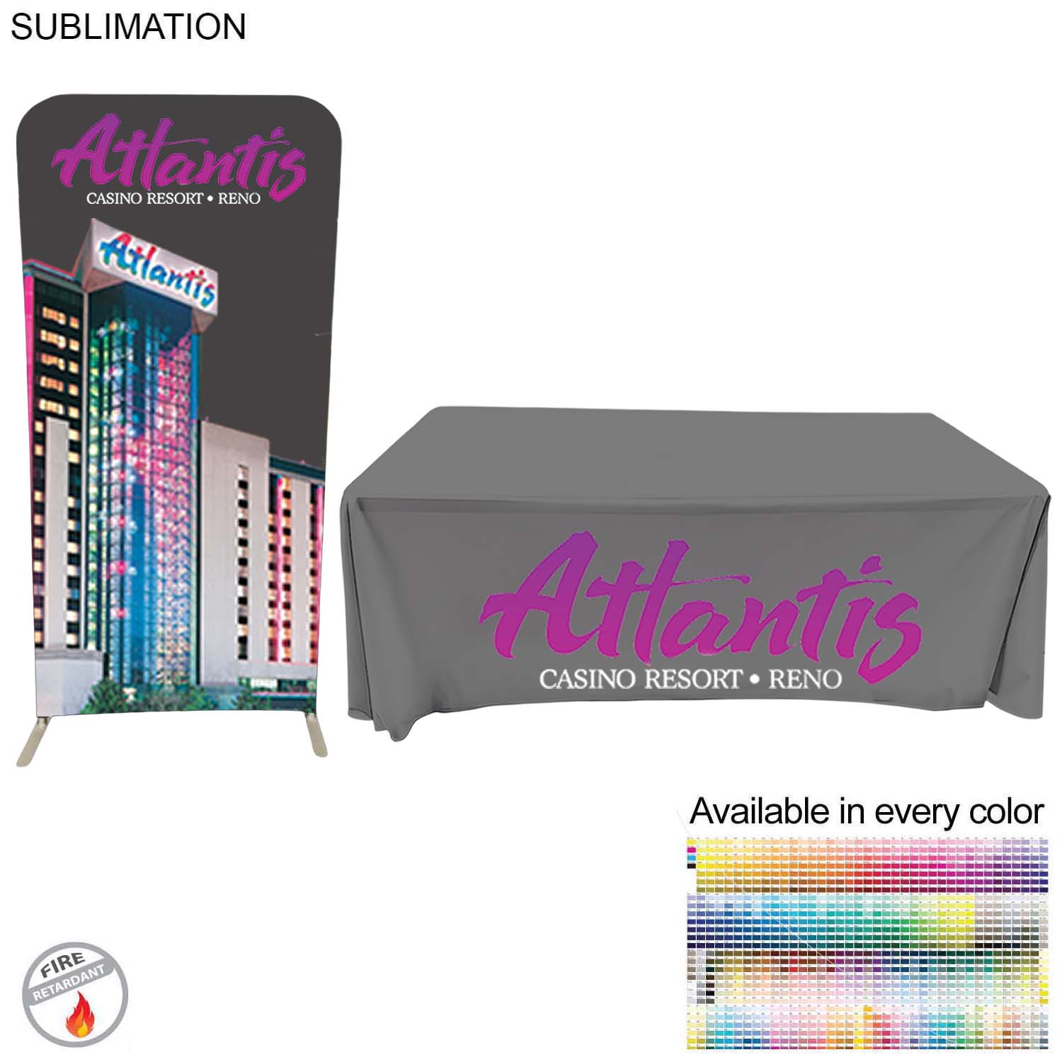 Tradeshow Booth Package Sleek, 3' wide Skinny EuroFit Tension Fabric Banner + PREMIUM 6' Tablecloth 5