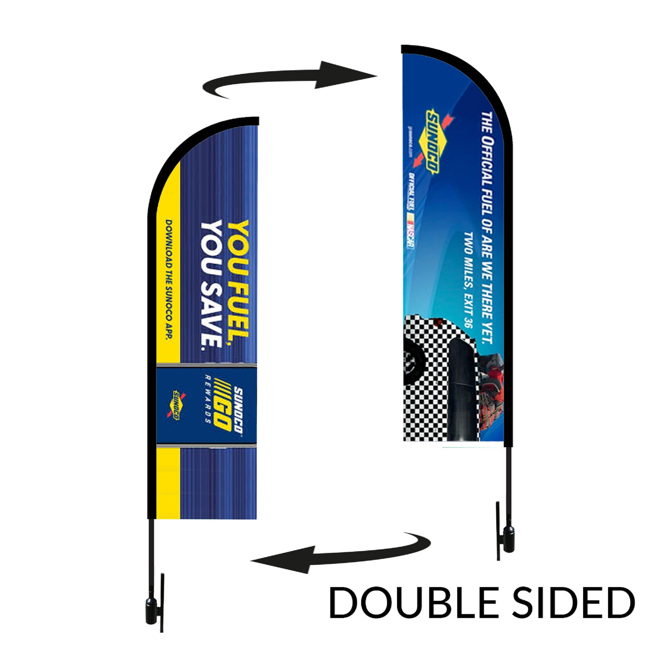 Bow Flag 9 ft Height Carbon Fiber Kit (Pole Set, Metal Ground Stake & Carry Bag/Double Sided Print)