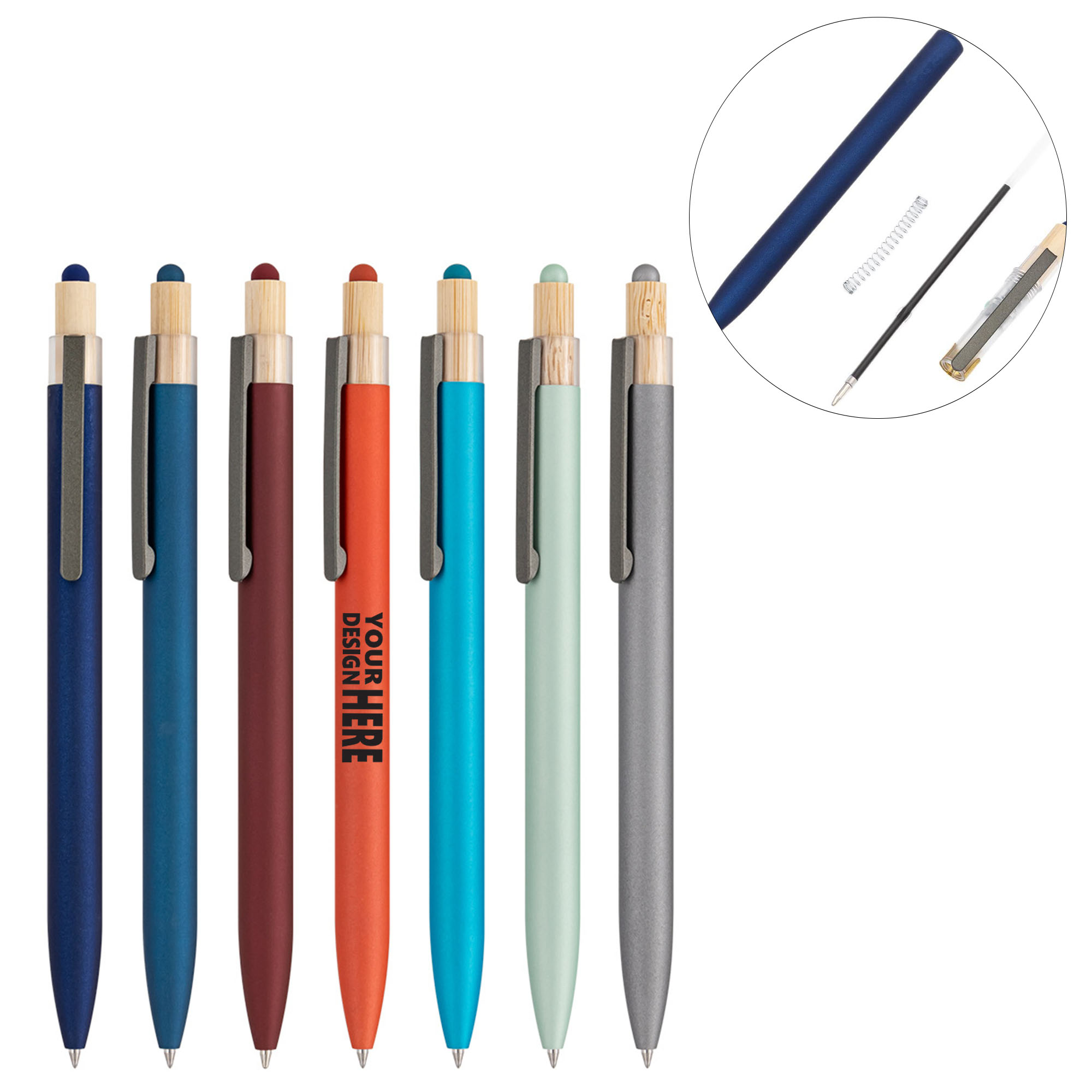 Eco Bamboo Cap Click Gel Pen