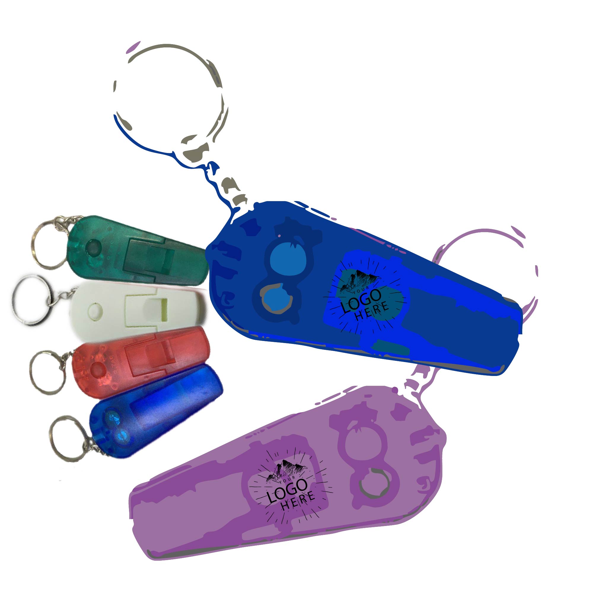 Led Emergency Whistle Light Keychain