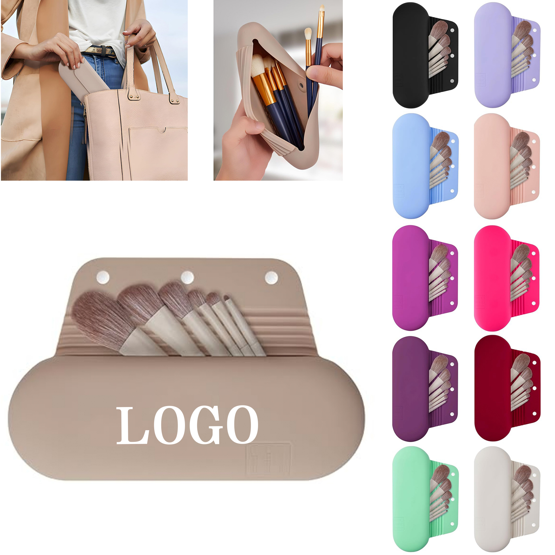 Silicone Magnetic Cosmetic Brush Bag 24