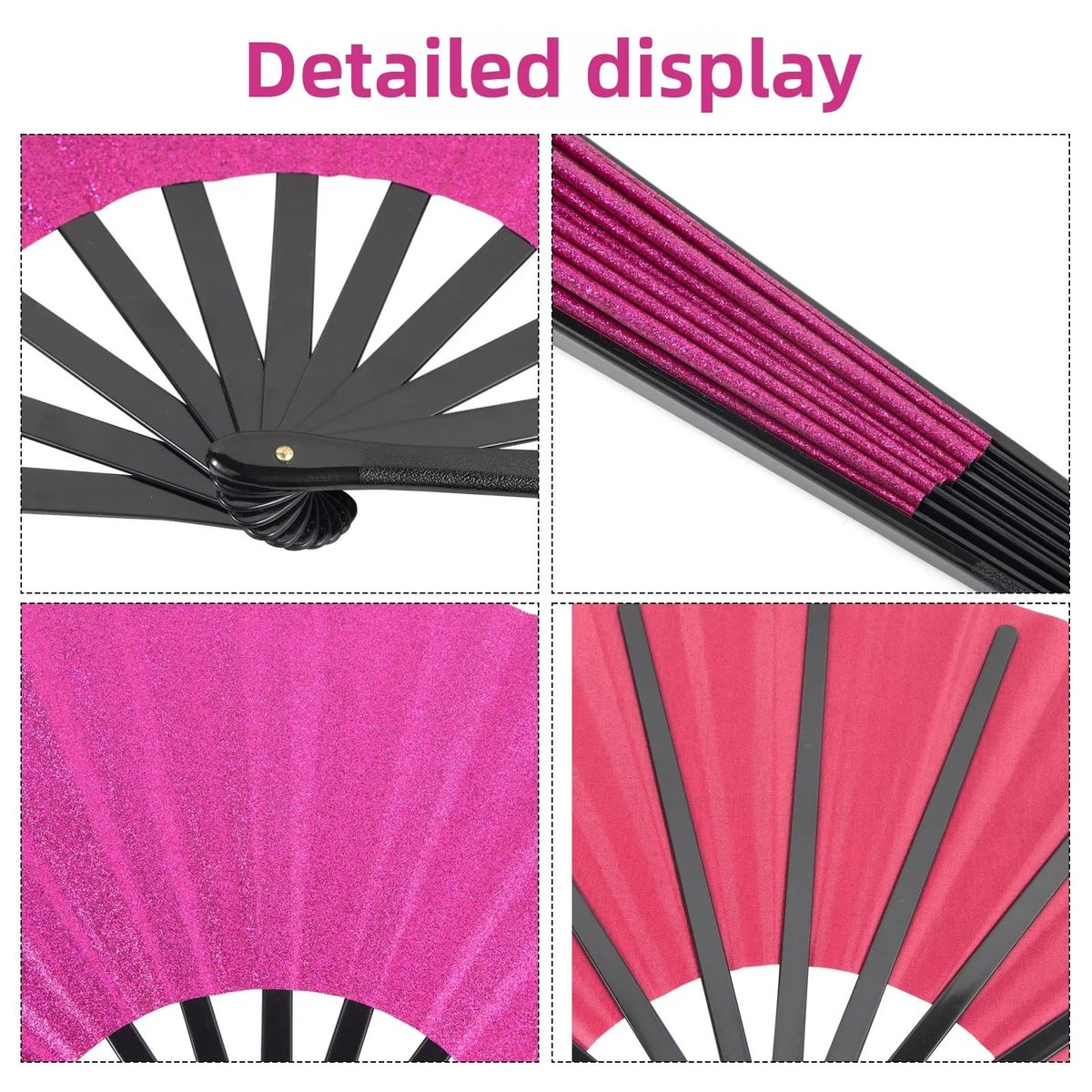 Personalized Music Festival Fan - Foldable Glitter Snap Fan