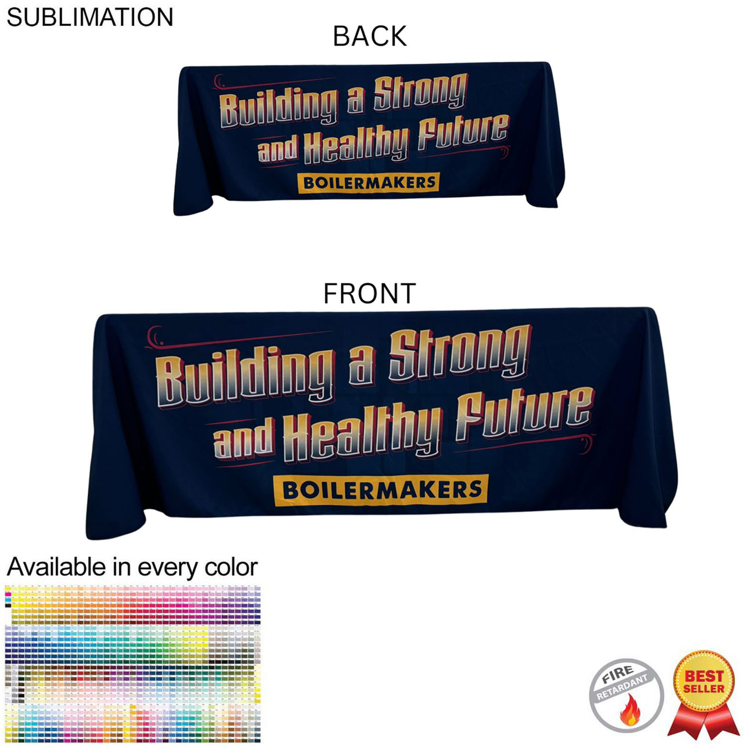 Sublimated Table Cloth for 6' table, Drape style, 4 sided, Closed Back 41