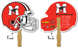 Sport Hand Fan - 10 x 8.5 Football Helmet Shape Laminated - 14 pt.