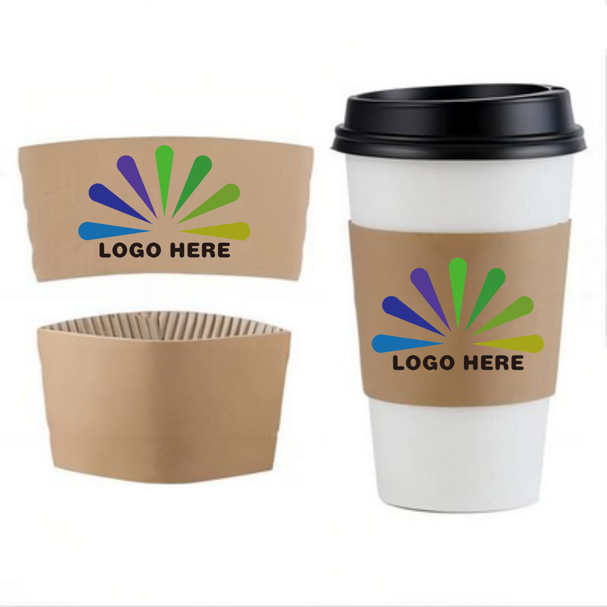 MOQ100 Custom Premium Printed Kraft Coffee Cup Sleeves 3