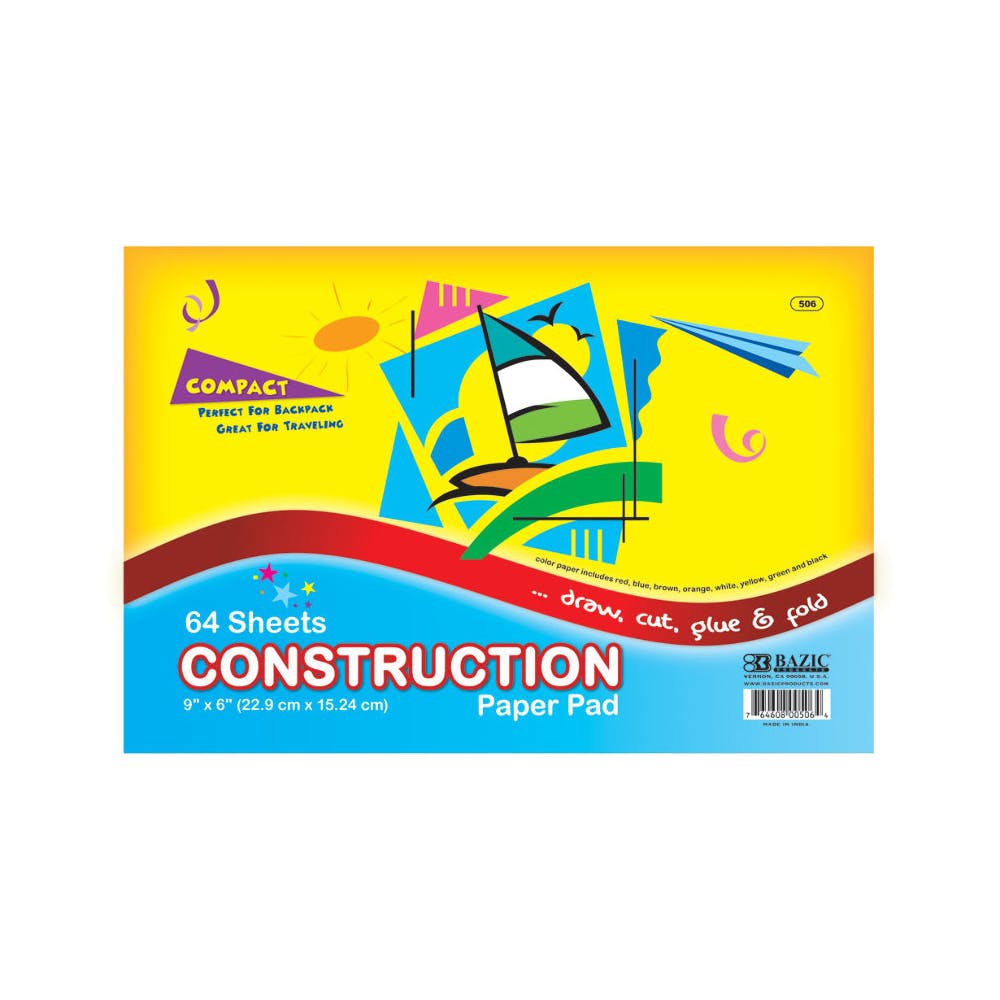 Mini Construction Paper Pads - 64 Pages 6" x 9" 3