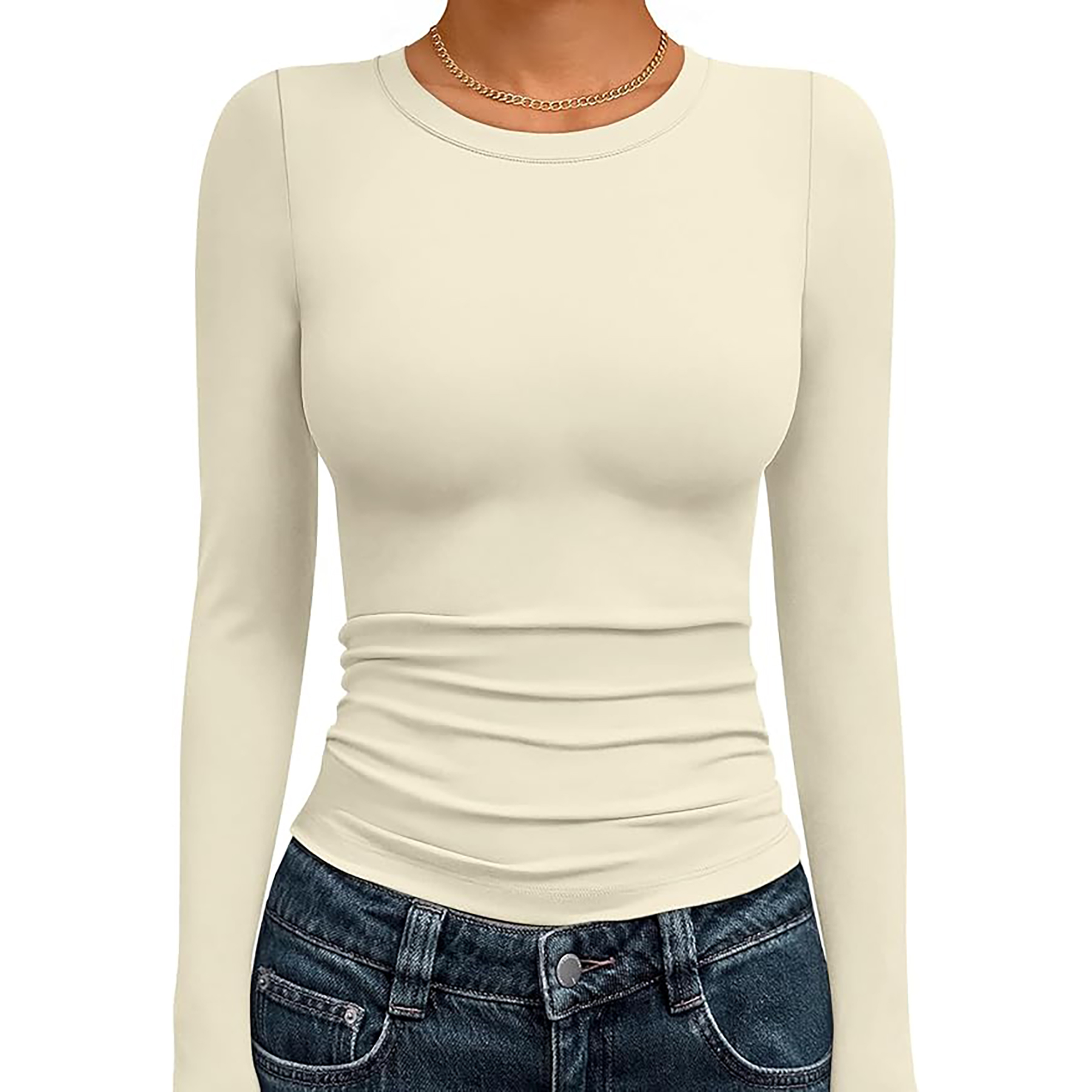 Women's Basic Round Neck Crop Top 90
