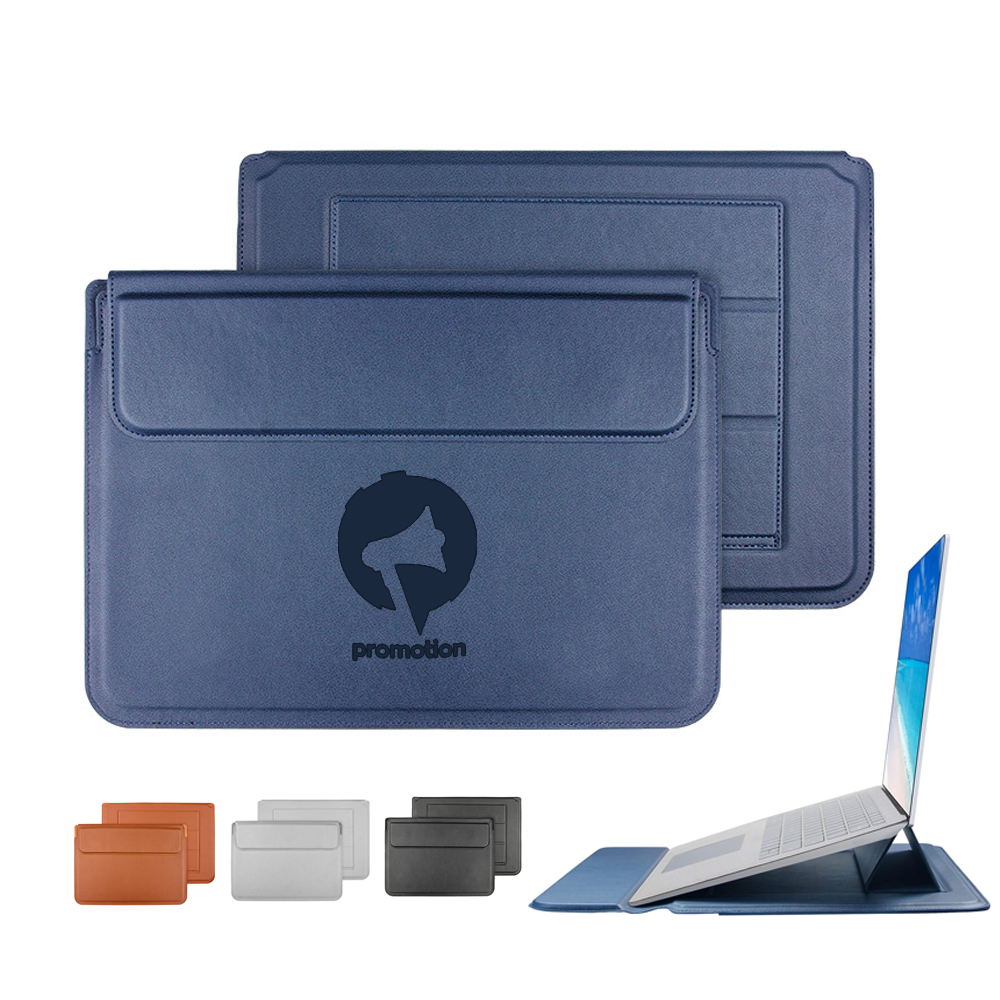 13/14/15/16" Pu Leather Laptop Sleeve W/ Stand & Magnetic Closure
