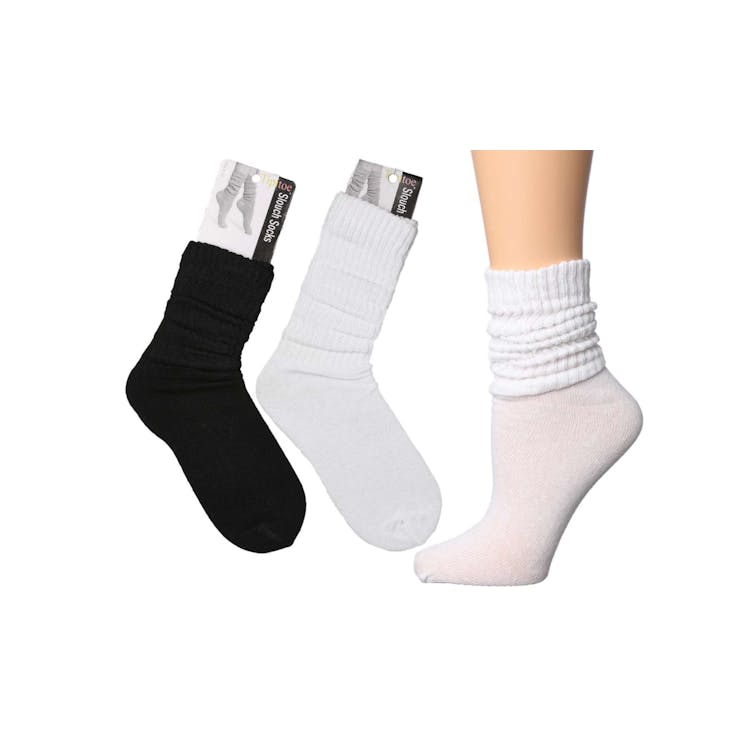 Women's Tipi Toe Crew Slouch Socks Black White 9-11 1 Pack 2