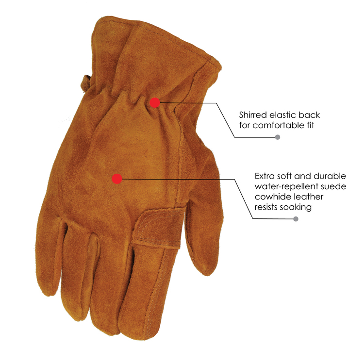 Heavy Duty Water Repellent Suede Leather Gloves - 35-B | Illinois