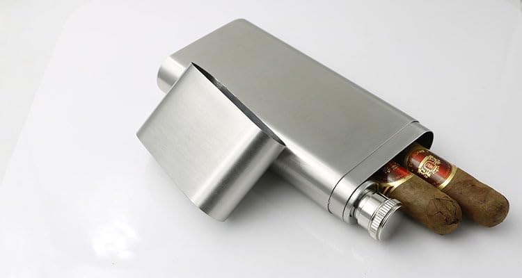 2-Finger Cigar Case With 2oz Tube Flask 5
