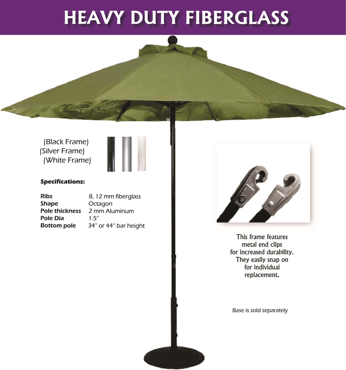 11 Feet, 8 Panels, Pulley, Fade Resistant, Heavy Duty, Fiberglass