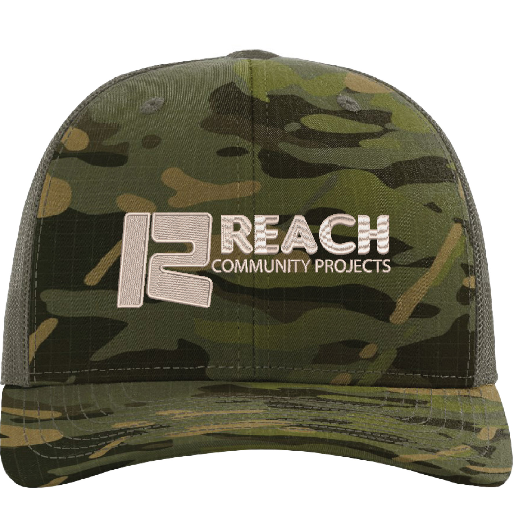 Richardson 112PT 6-Panel Printed Tactical Snapback Trucker Hat w/ Leatherette Patches or Embroidery 44