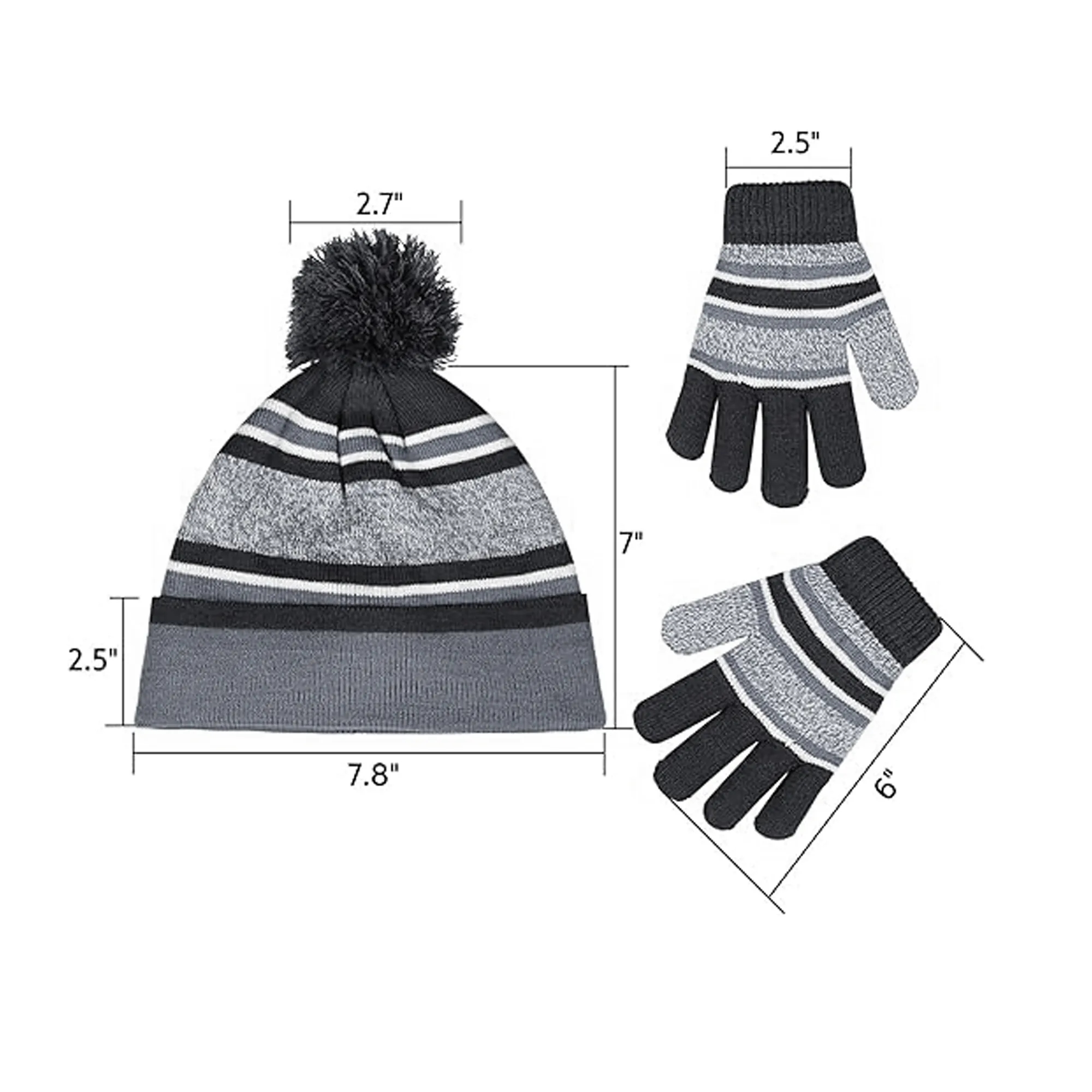 2PCS Kids Winter Knit Hat Gloves Set 7