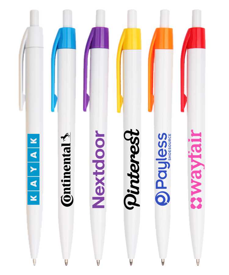 Lincoln White Barrels w/ Colored Trim Click Pen