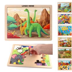 Preschool Jigsaw Puzzles W/ Wooden Storage Tray For Kids