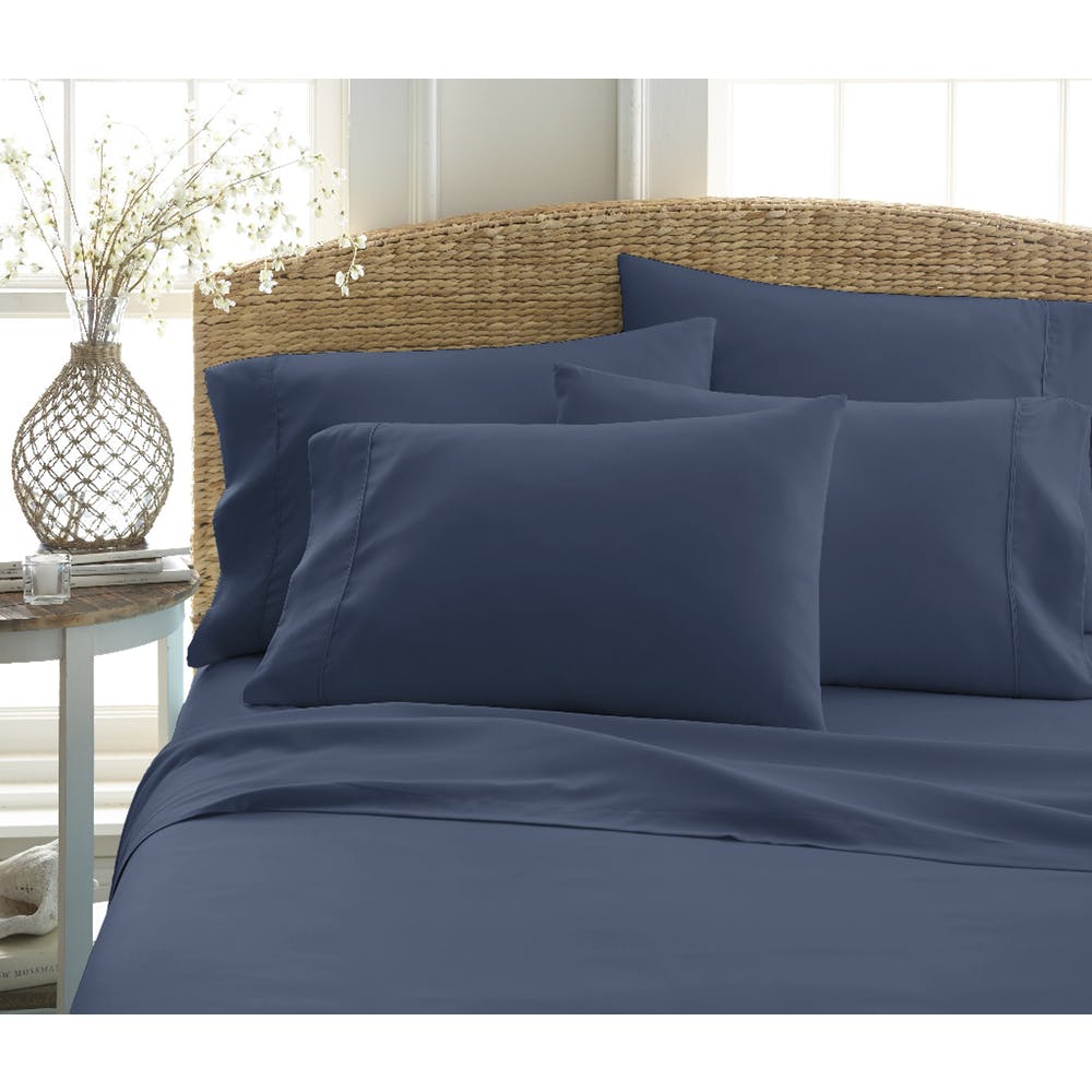 Microfiber Bed Sheet Sets - Navy Full 6 Piece Double-Brushed 3