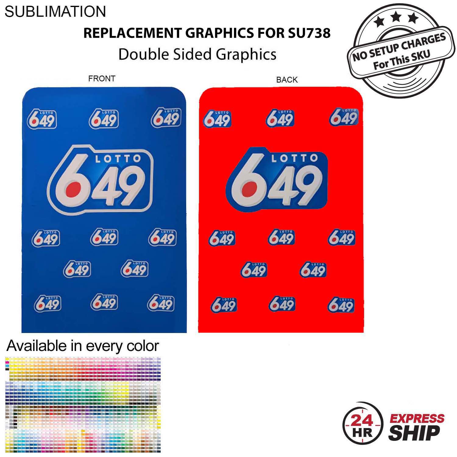 24Hr Express Ship -Replacement Graphics Double Sided 5'W x 90"H EuroFit Tension Fabric Slip on cover 5