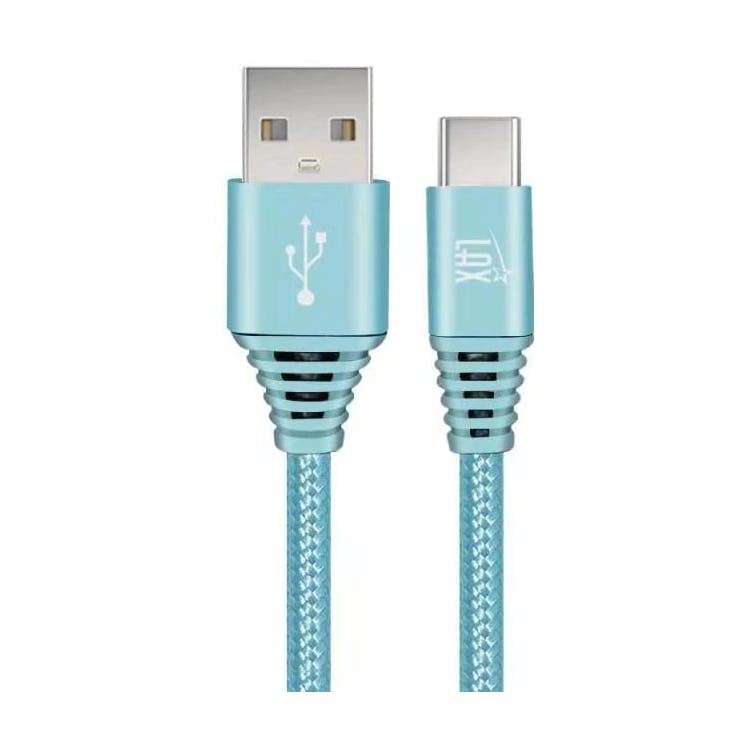 Braided Nylon USB-C Cable - 10' Baby Blue 2