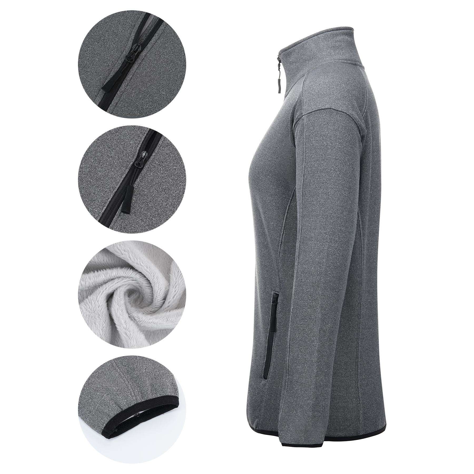 Women's Heathered Sweater Full-Zip Fleece Jacket 21