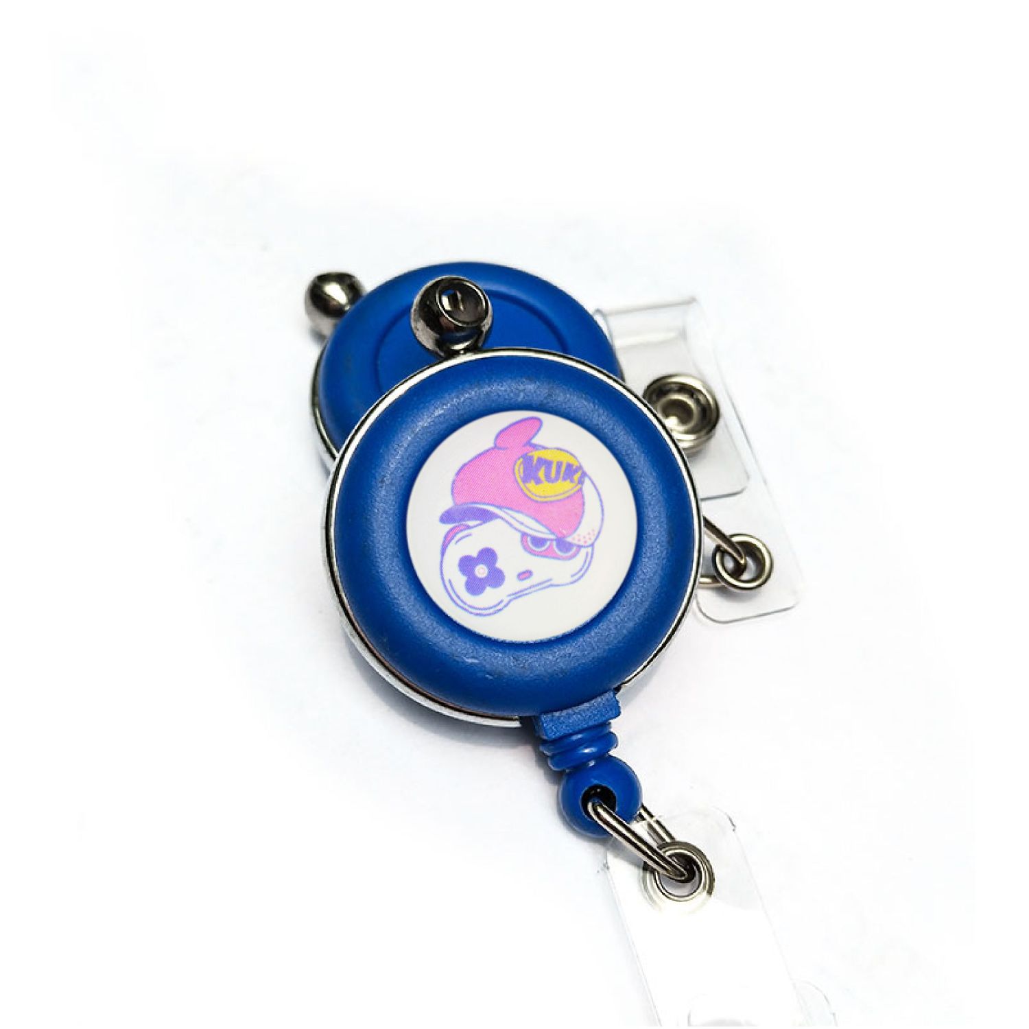 Silver Metal Frame Round Badge Reel Holder w/ Belt clip
