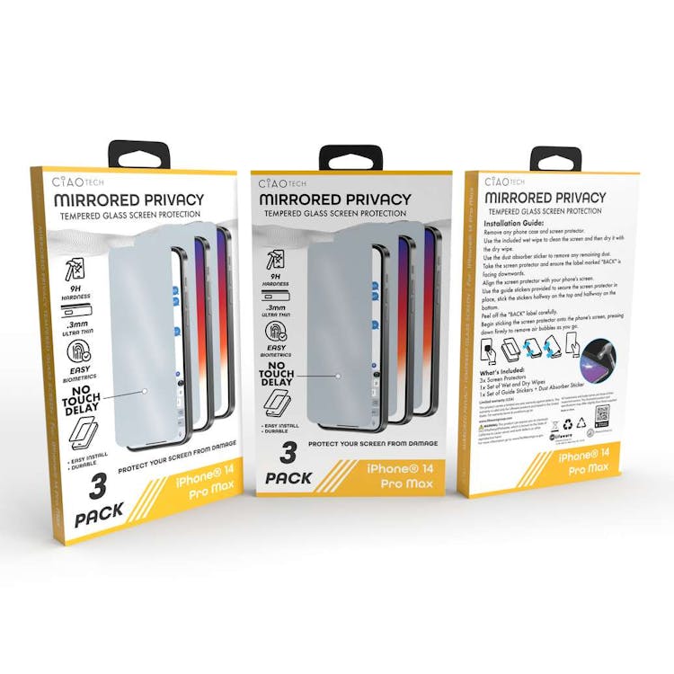 Iphone 14 Pro Max Mirrored Glass Screen Protector 3pk 3