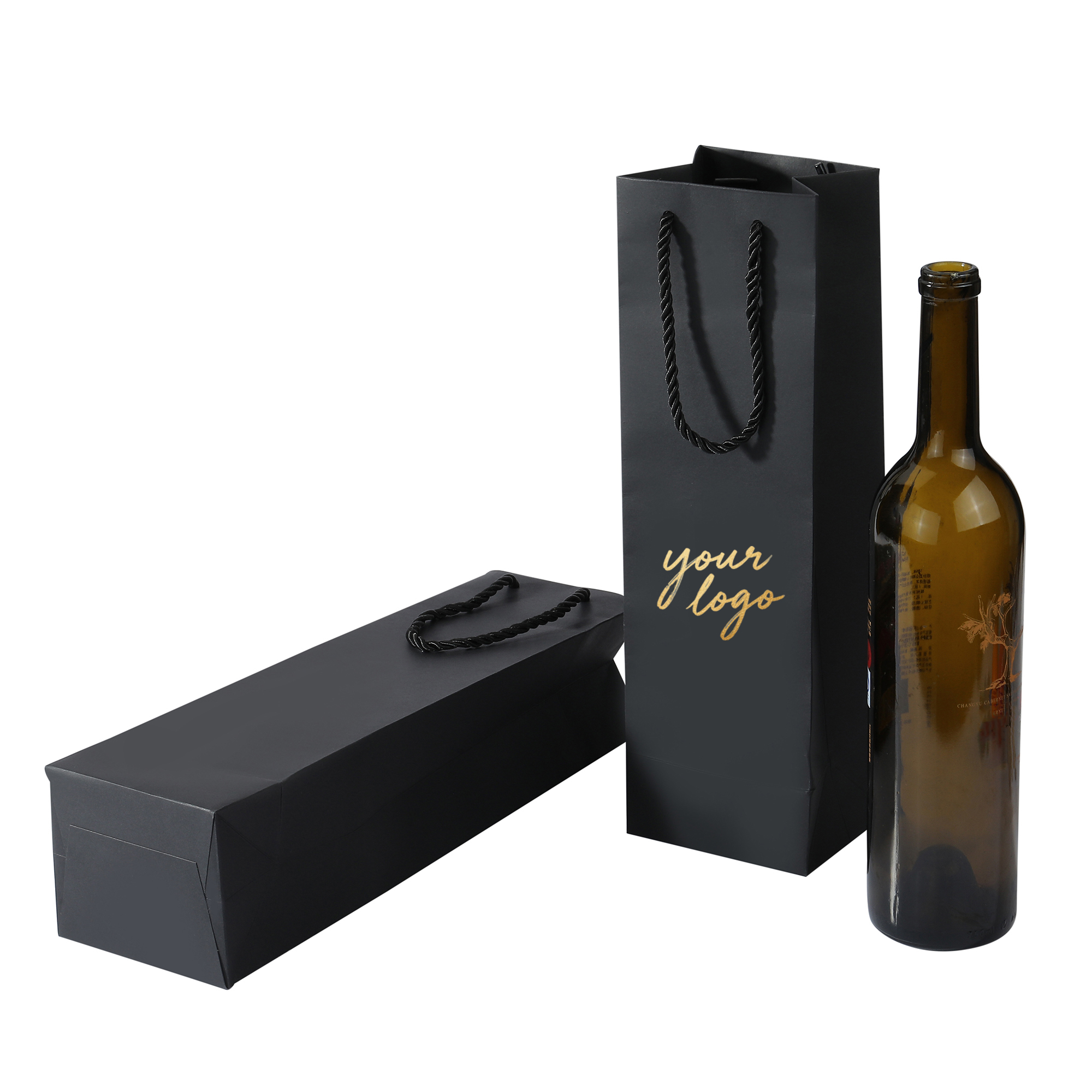 Single Bottle Wine Paper Tote Bag