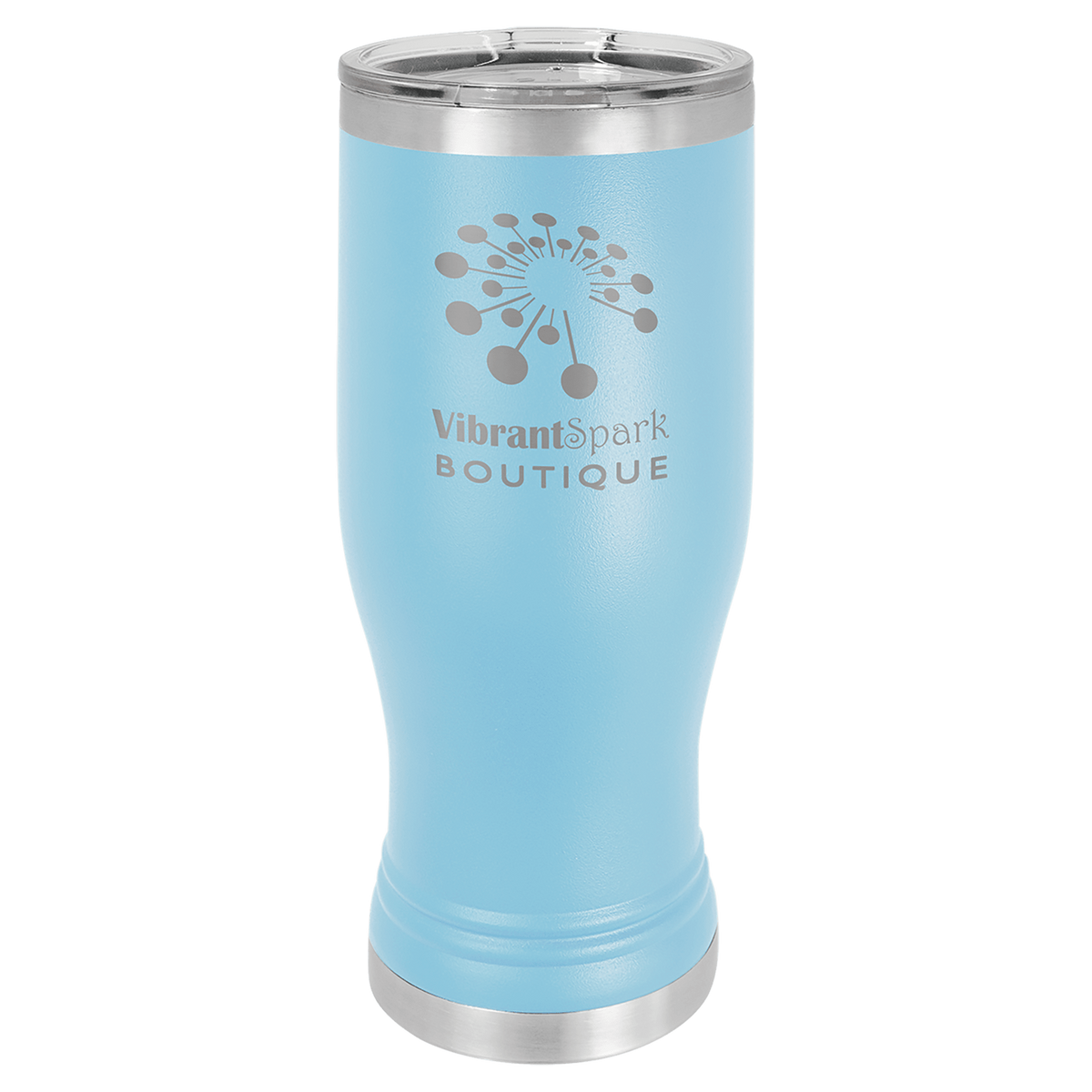 Polar Camel Light Blue 20 oz. Pilsner with Clear Lid 3