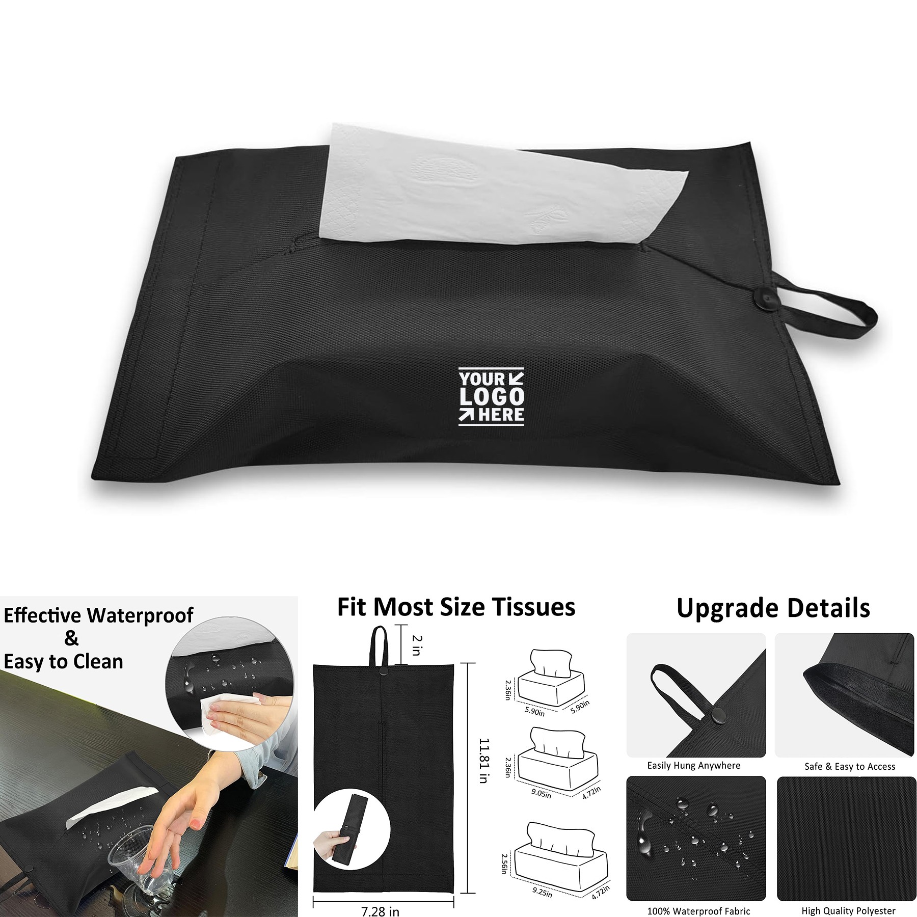 Reusable Black Travel Tissue Holder