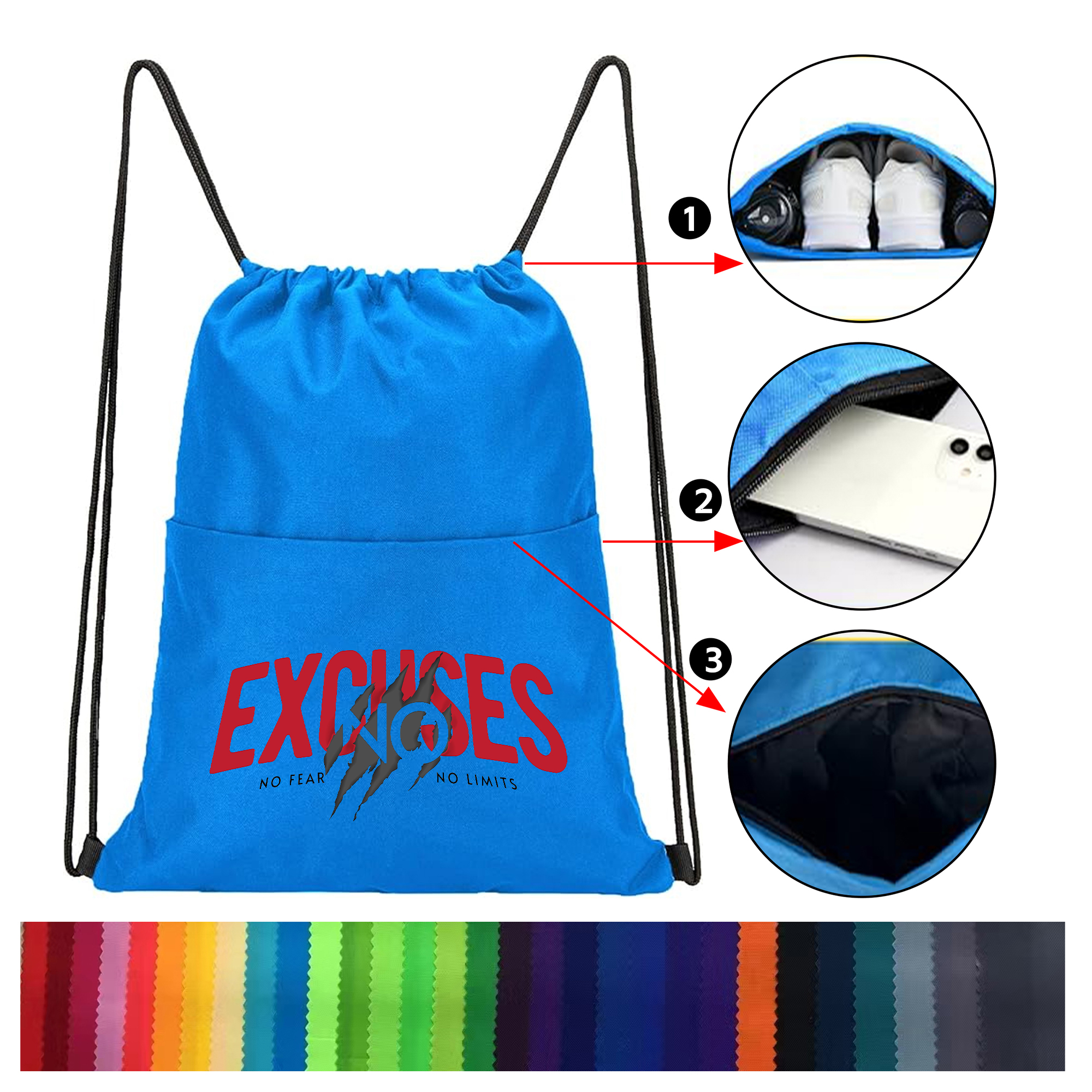 Heavy-Duty Multi-Pocket 600D Drawstring Bag 4