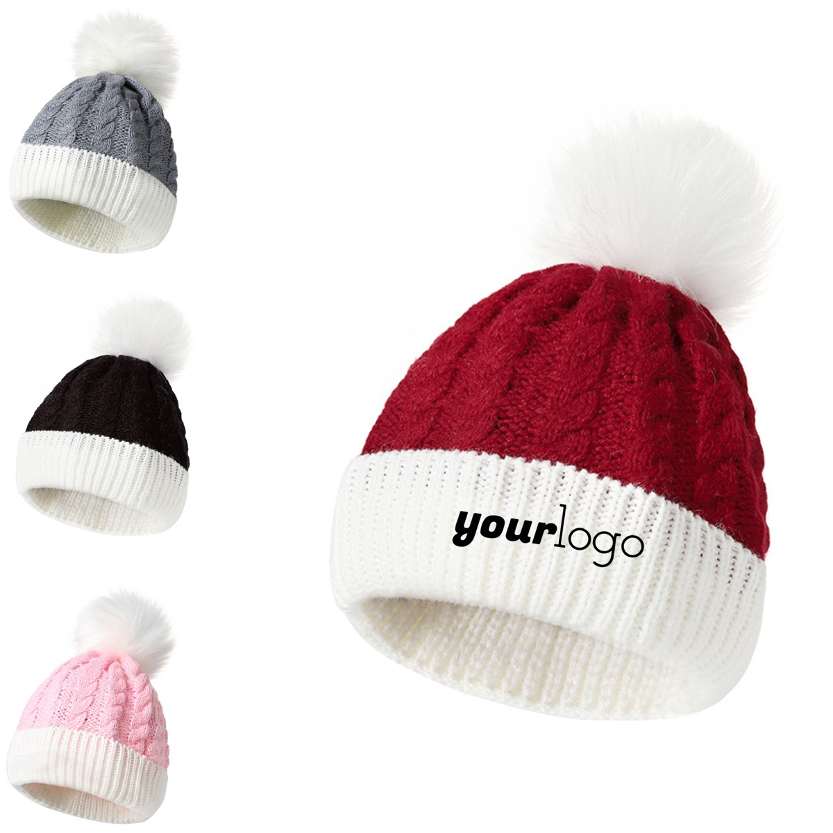 American Trends Baby Beanie with Double Pom Poms for Winter 12
