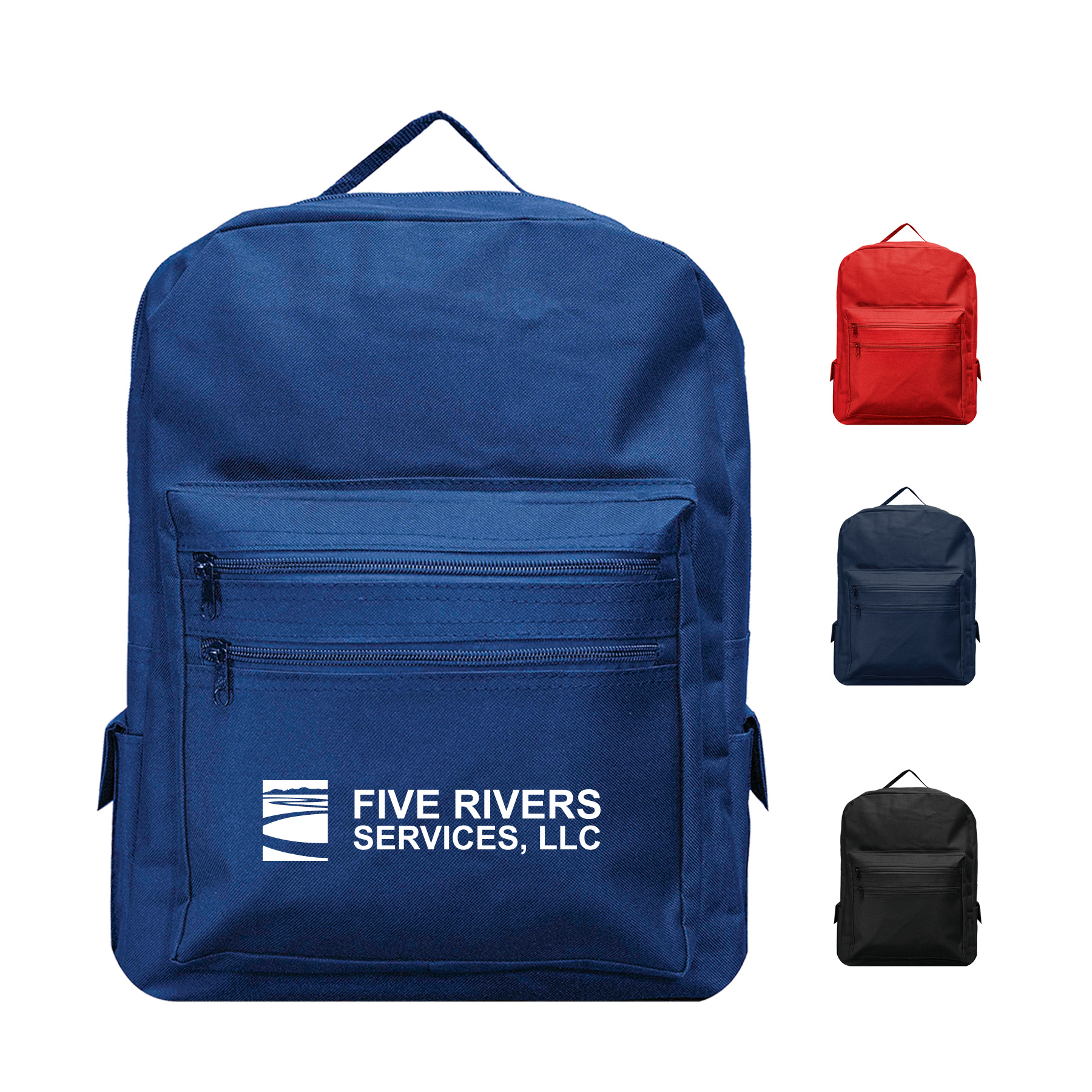 Backpack with large front compartment & 2 side pockets. 24