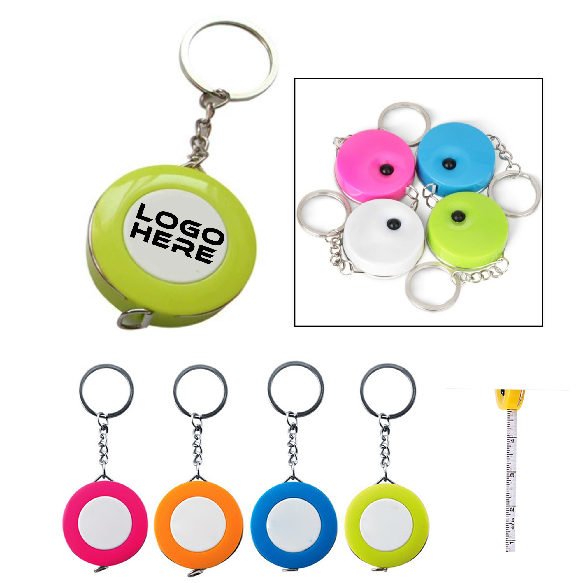 2-in-1 ABS Mini Retractable Measuring Tape Keychain