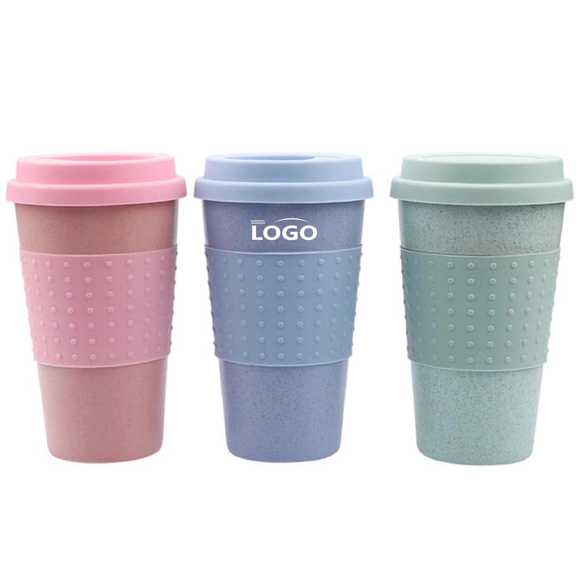 Wheat Straw Coffee Tea Mug with Silicone Lid MOQ 50PCS 9