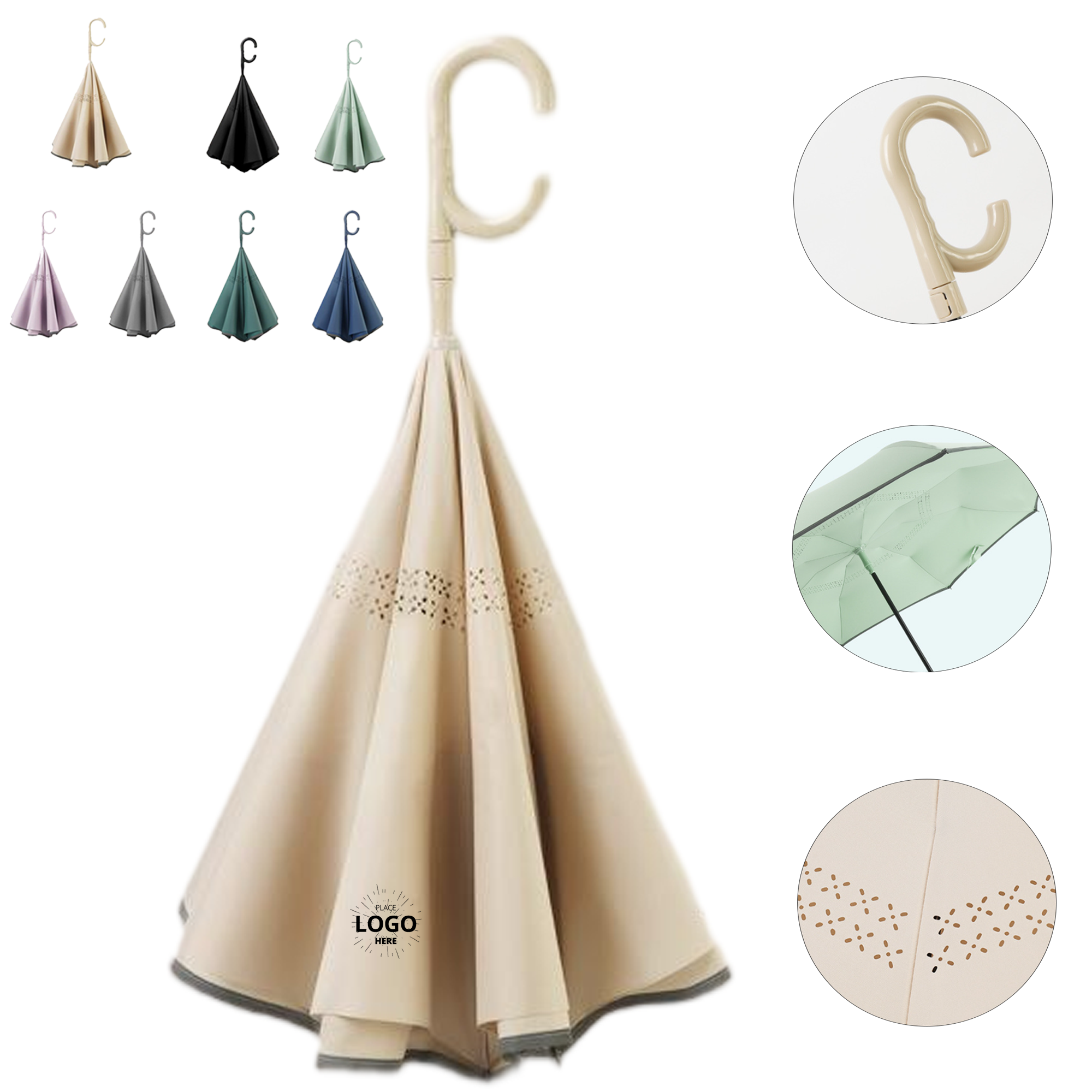 Wind Resistant Inverted Close Umbrella with 2