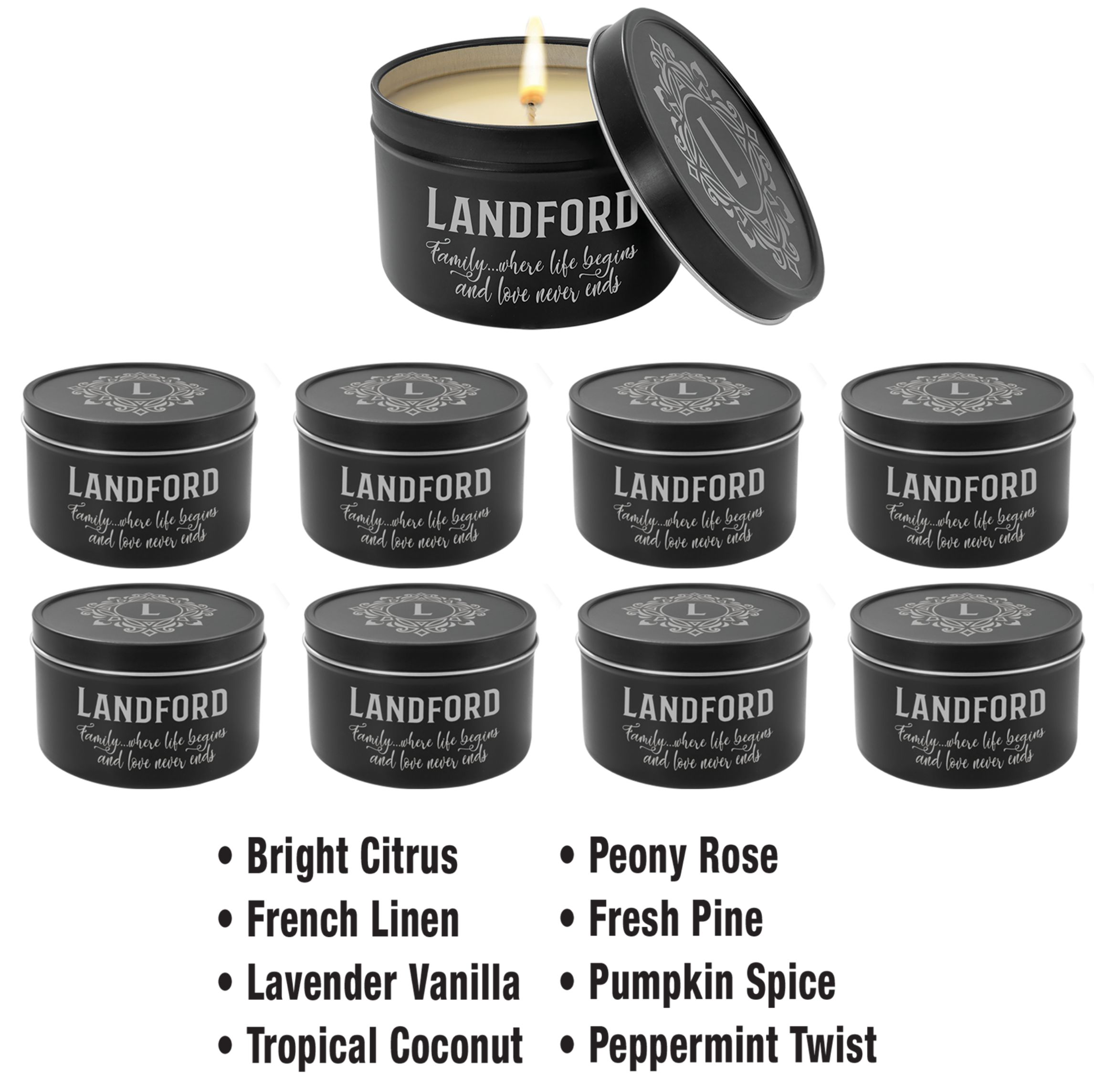 8 oz Scented Candle in Black Metal Tin