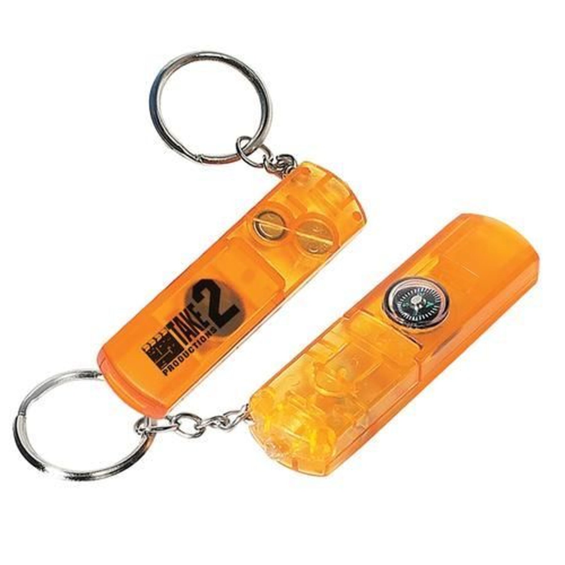 Custom Light & Compass Logo Keychain w/ Whistle