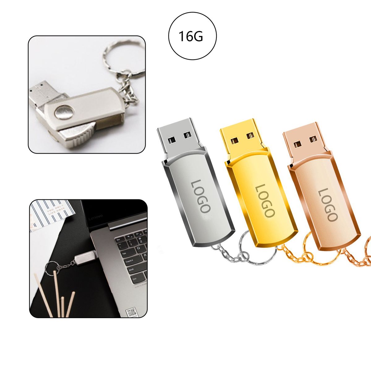 MOQ:20pcs Promotional USB Drive Keychain